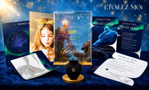Coffret cadeau Noël dernière minute personnalisé avec certificat d’étoile au nom du destinataire
