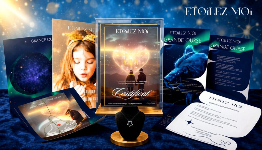 Cadeau déclaration d'amour originale pour homme coffret complet avec certificat de baptême d étoile personnalisé et étoile dédiée