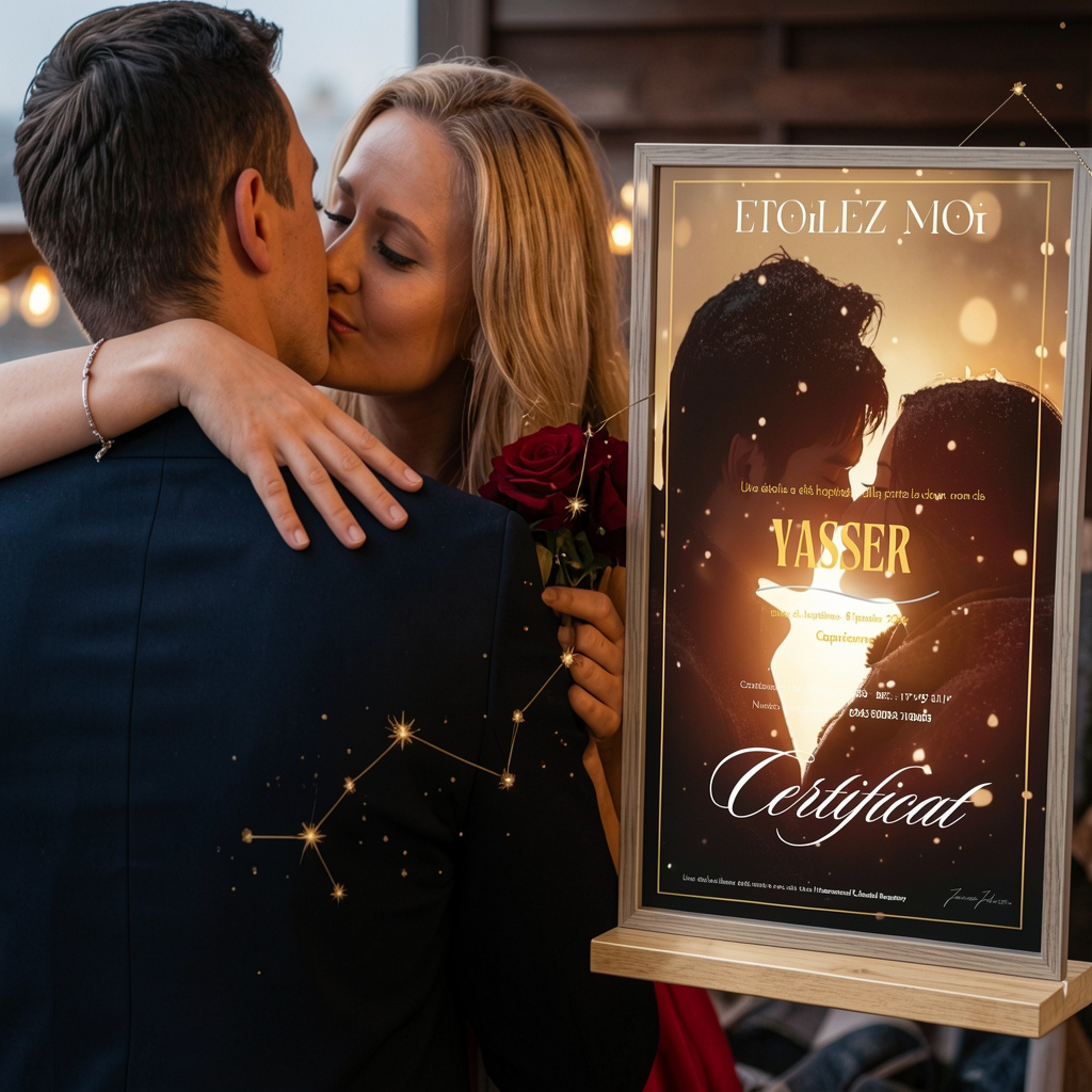 Cadeau anniversaire de mariage femme personnalisé À jamais ensemble coffret prestige étoile personnalisée