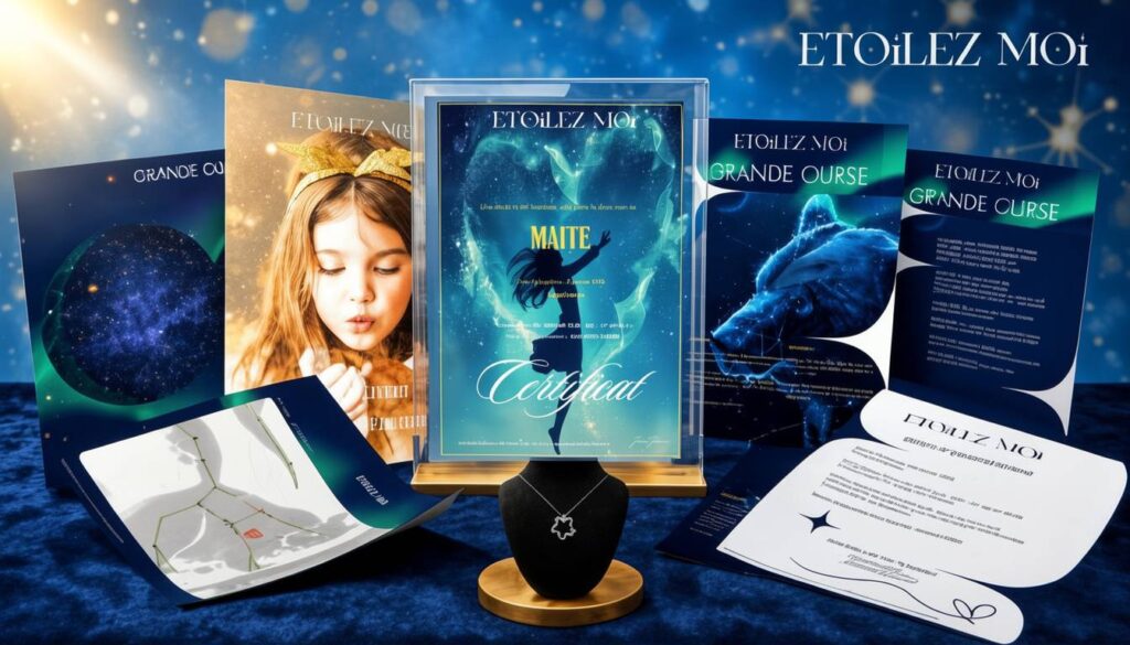 Coffret cadeau fête des mères ou pères dernière minute avec étoile personnalisée et certificat souvenir
