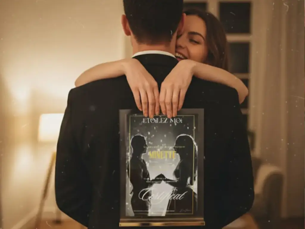 Témoignage couple après réception d’un cadeau Noël homme original symbolique avec étoile dédiée