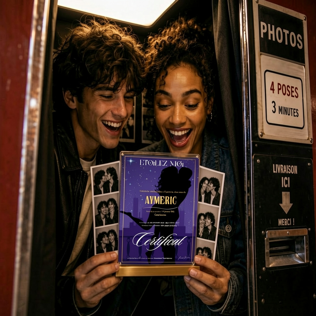 Avis certificat personnalisé étoile cadeau Saint Valentin original pour amoureux