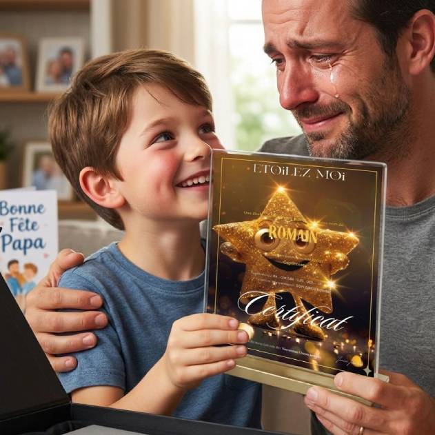 Témoignage client père coffret baptême d’étoile luxe fête des pères cadeau personnalisé étoile ciel émotion