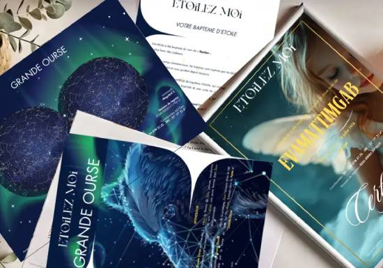 Coffret complet de baptême d’étoile pour la Fête des Mères avec certificat, lettre et documents personnalisés, un cadeau symbolique et inoubliable