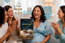 Offrir une étoile pour une naissance – certificat de baptême d’étoile personnalisé remis à une future maman lors d’une baby shower