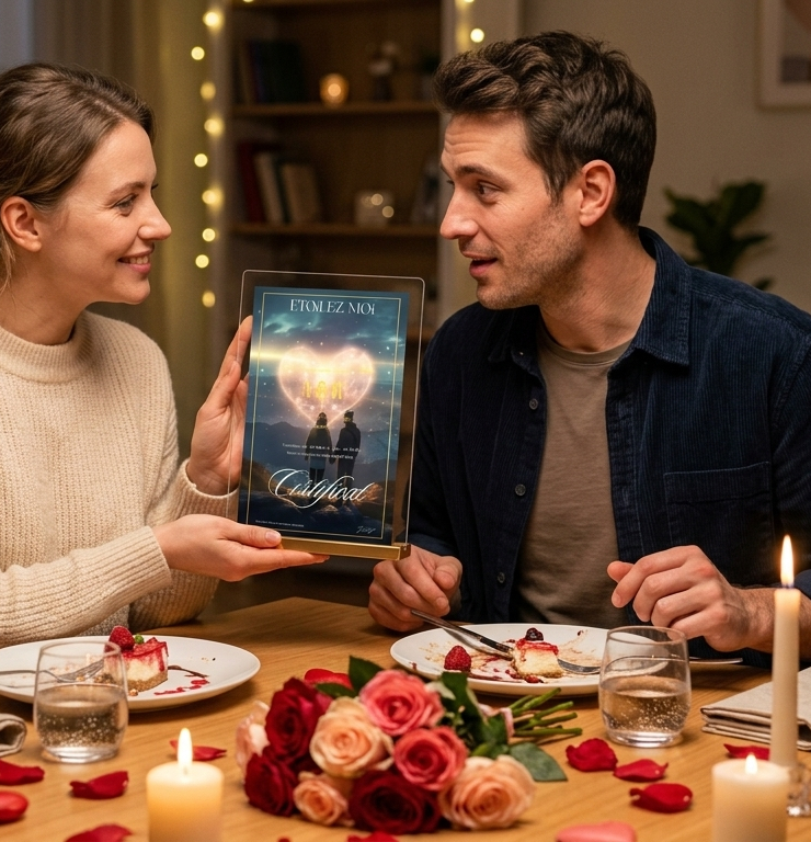 Idées cadeau Saint Valentin originales avec une étoile personnalisée pour célébrer un amour éternel en couple