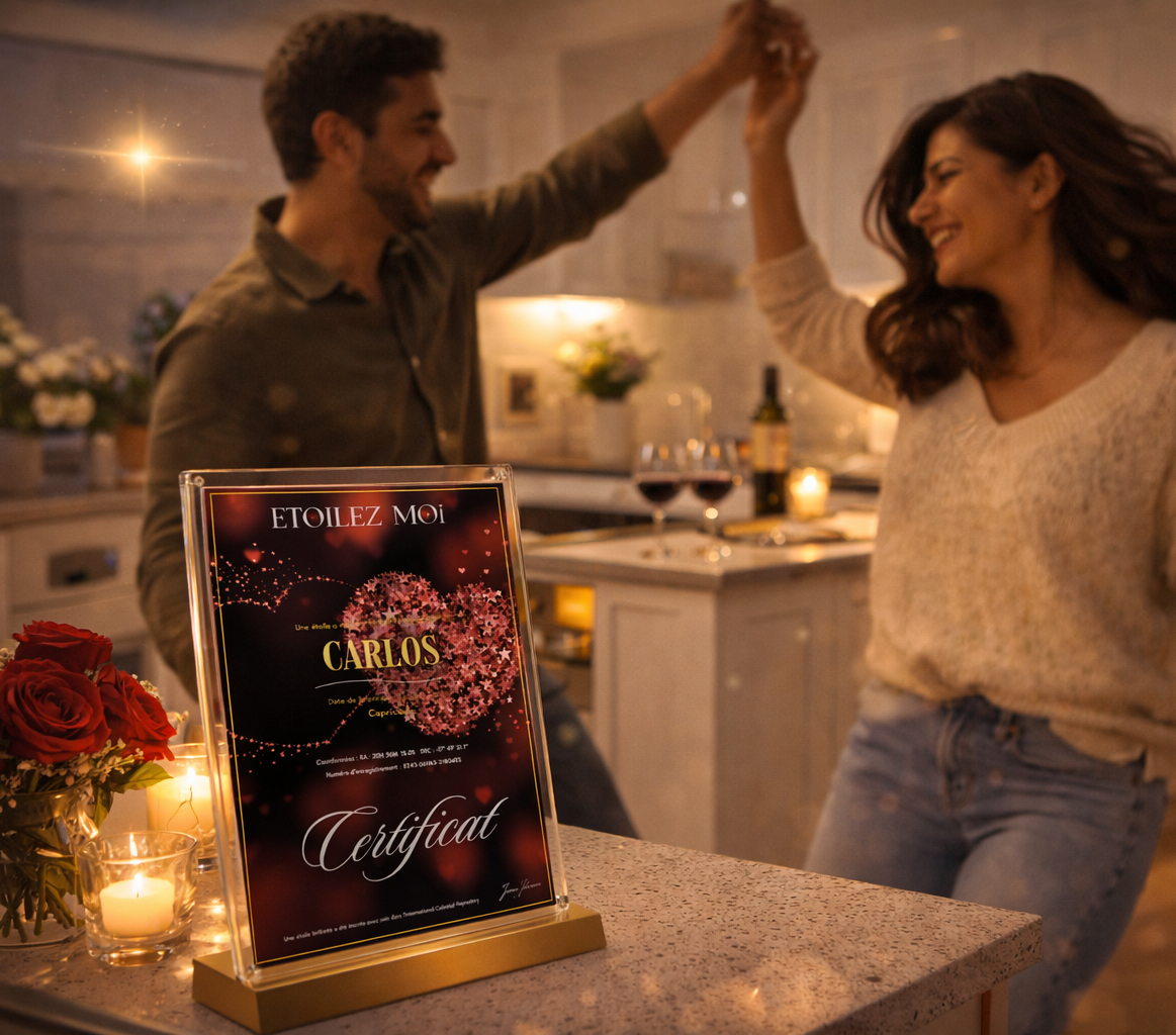 Idées cadeau Saint Valentin originales avec une étoile personnalisée offrant une émotion inoubliable
